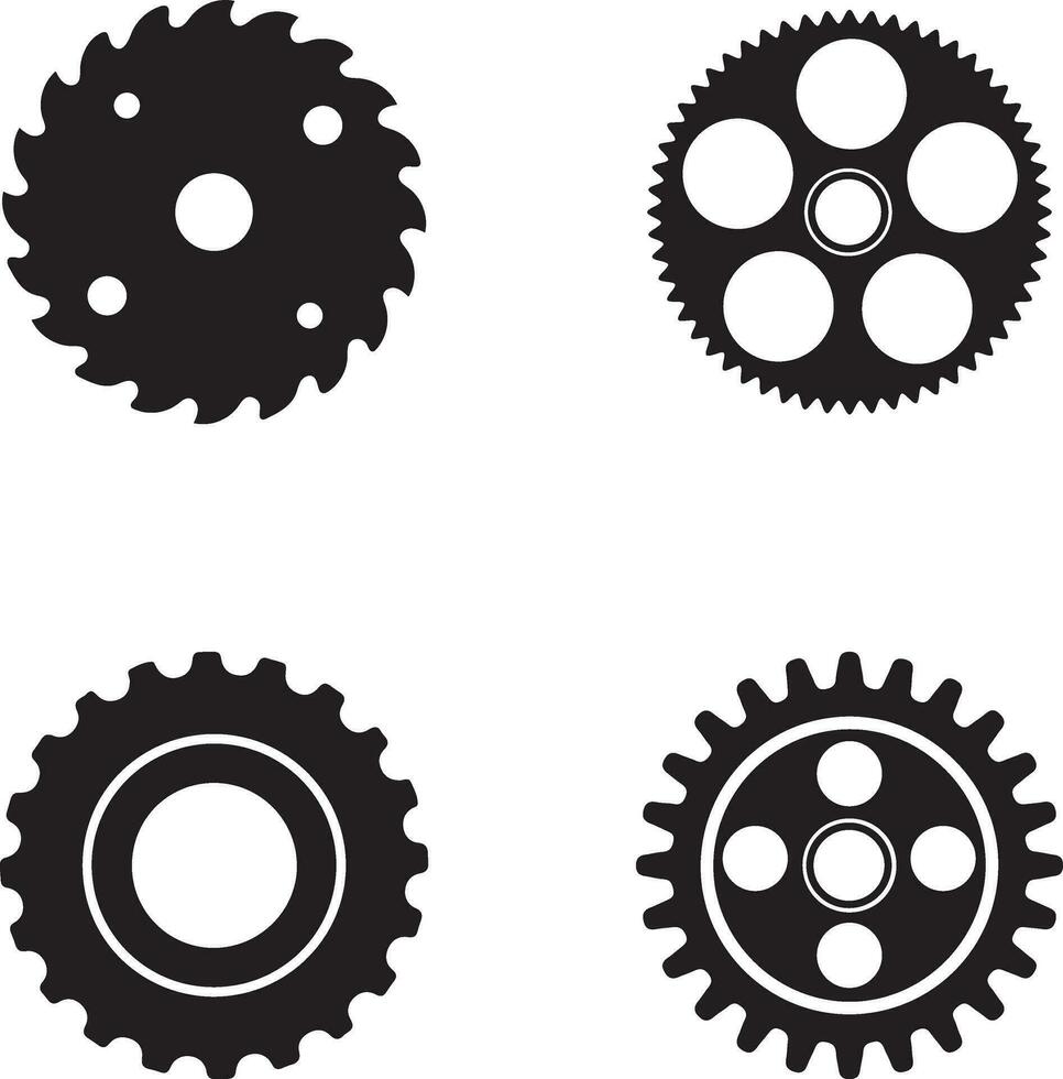 redskap hjul maskin form uppsättning. vektor illustration