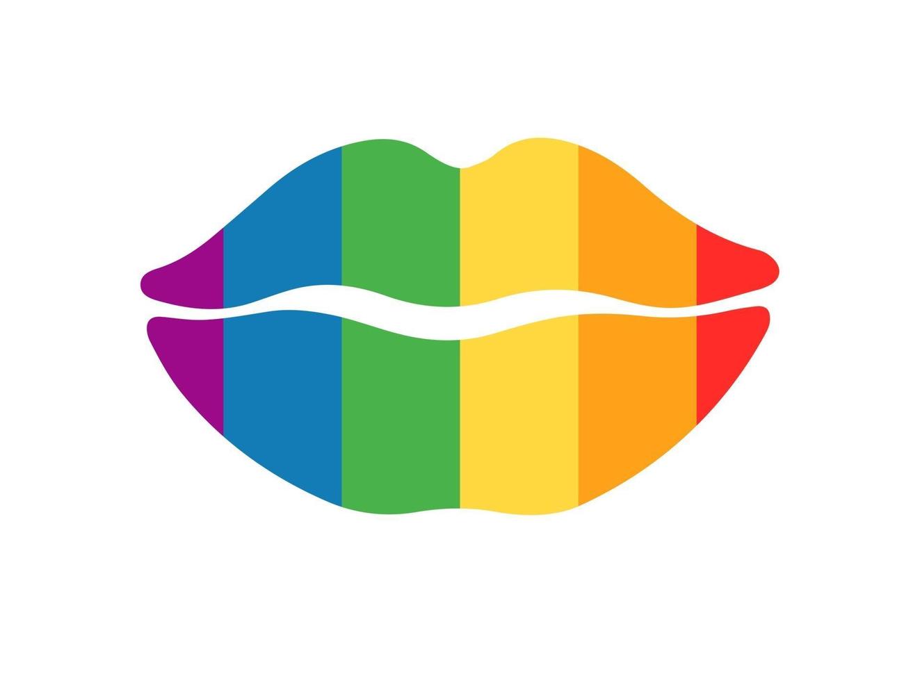 pride regnbågsfärgade läppar av homosexuella, lesbiska, bisexuella och transpersoner som isoleras på vit bakgrund. vektor platt illustration. design för banner, affisch, gratulationskort, flygblad