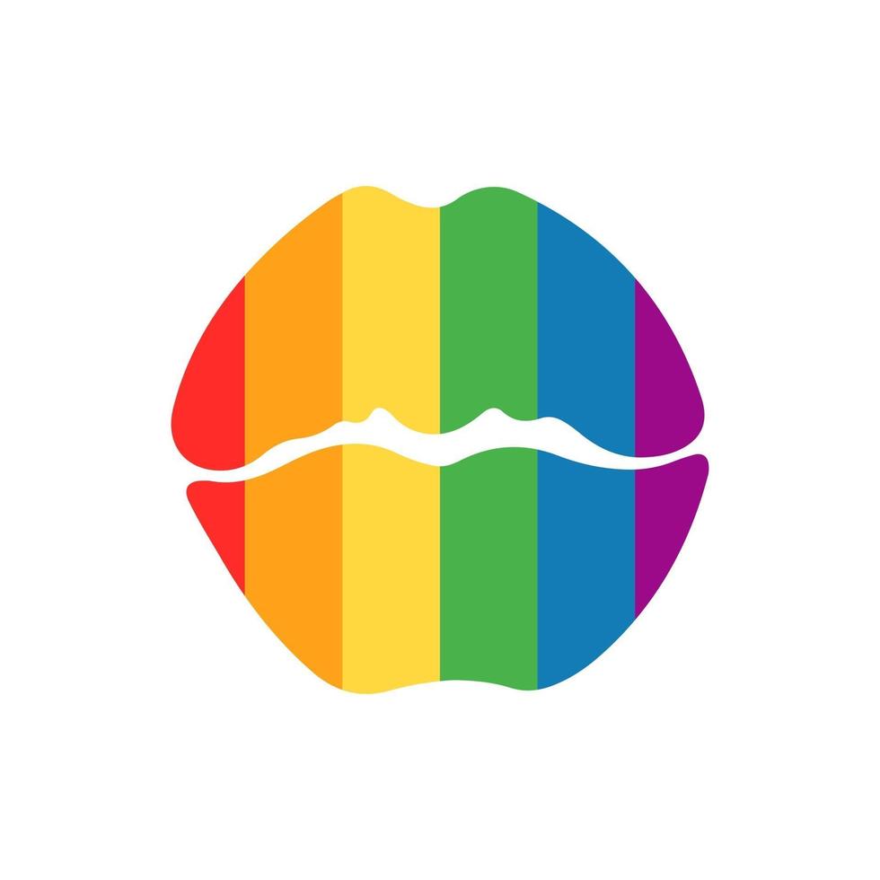 Stolz lgbt regenbogenfarbene Lippen von Schwulen, Lesben, Bisexuellen und Transgender-Gemeinschaftsflaggen isoliert auf weißem Hintergrund. flache Vektorgrafik. Design für Banner, Poster, Grußkarten, Flyer vektor