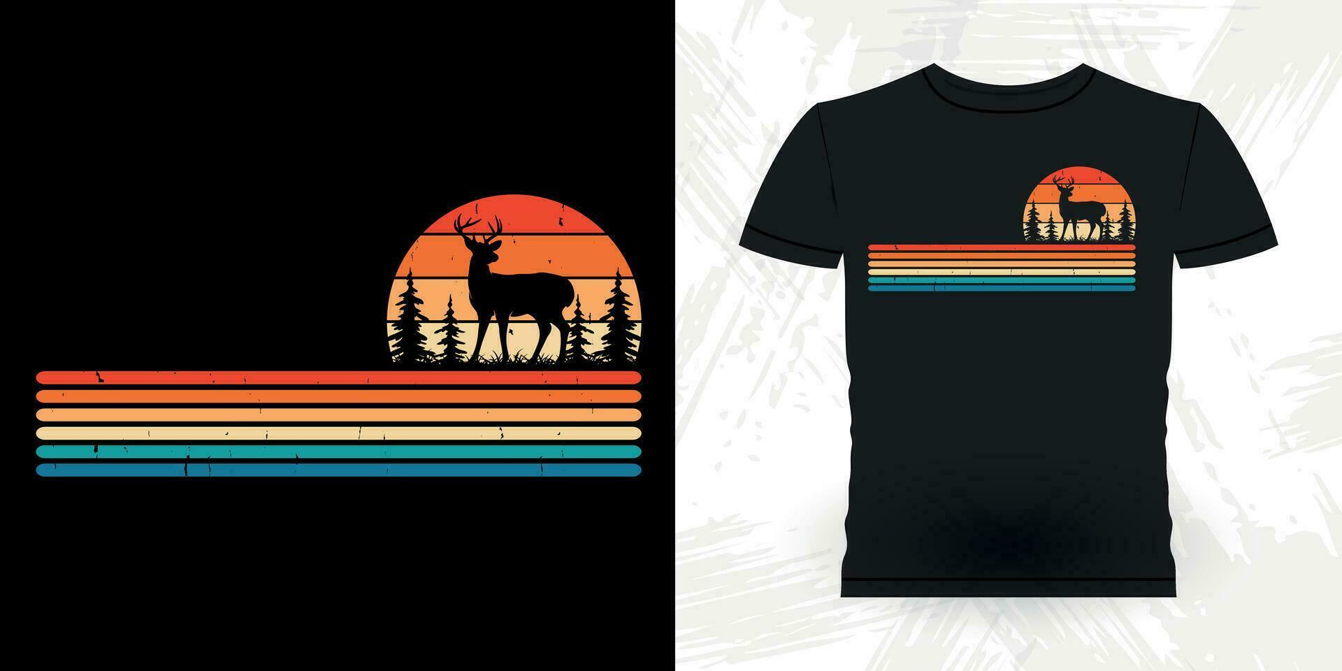 rolig jägare retro årgång rådjur jakt t-shirt design vektor