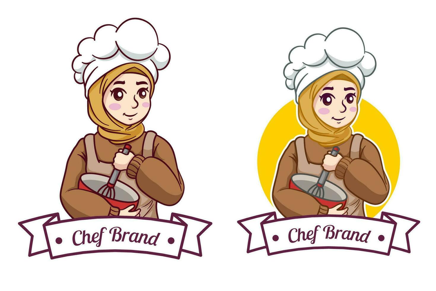 hausgemacht halal Logo, Illustration süß Muslim weiblich Koch tragen ein Hijab vektor