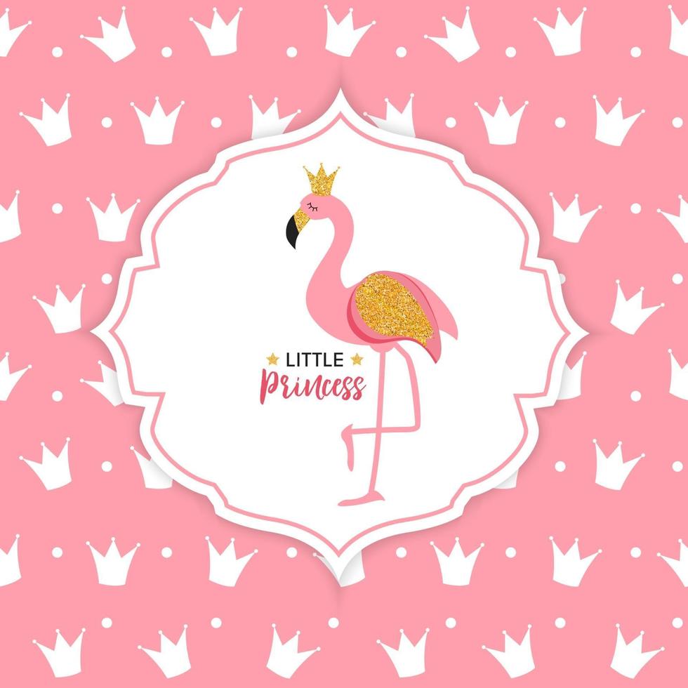 Prinzessin Flamingo Krone Hintergrund Vektor-Illustration vektor