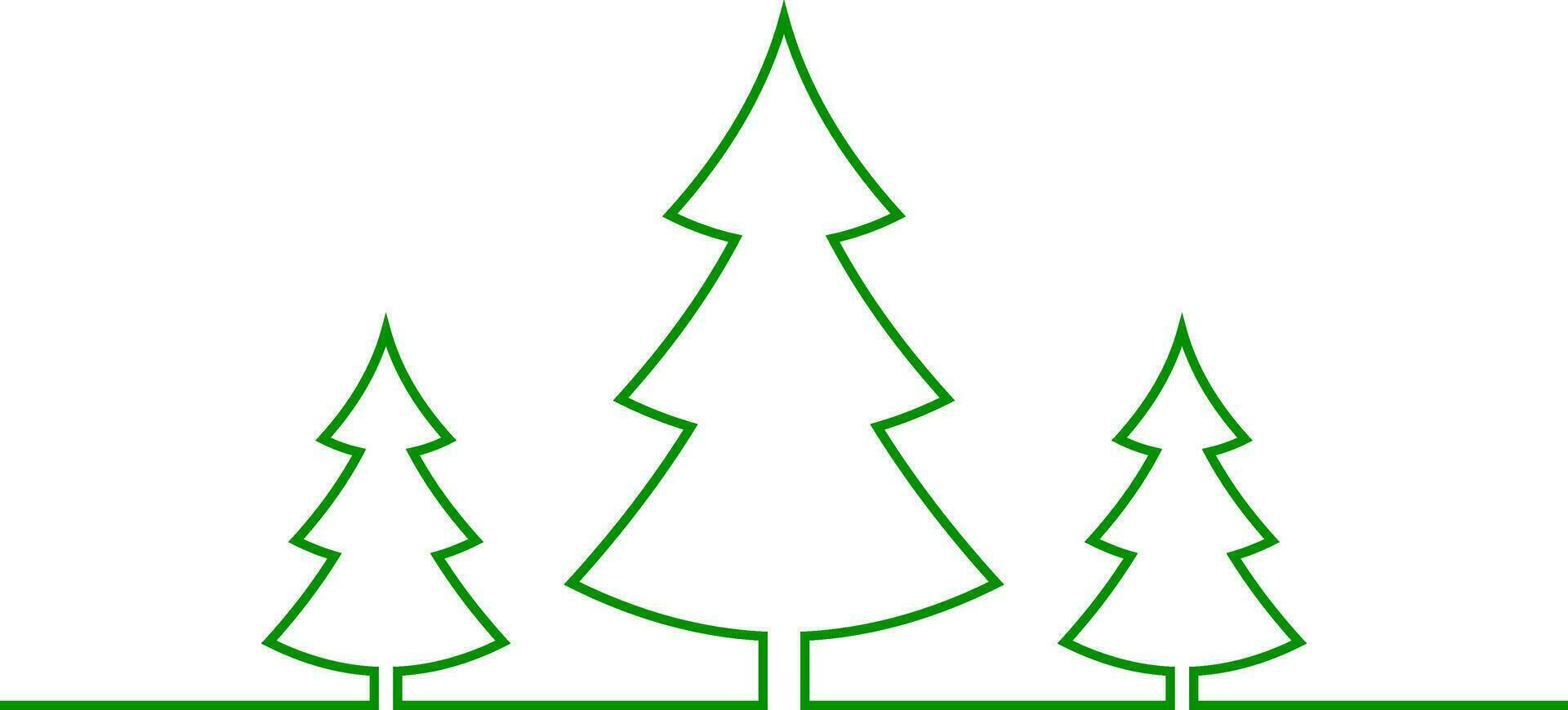 jul träd ett linje dragen mönster ny år vektor