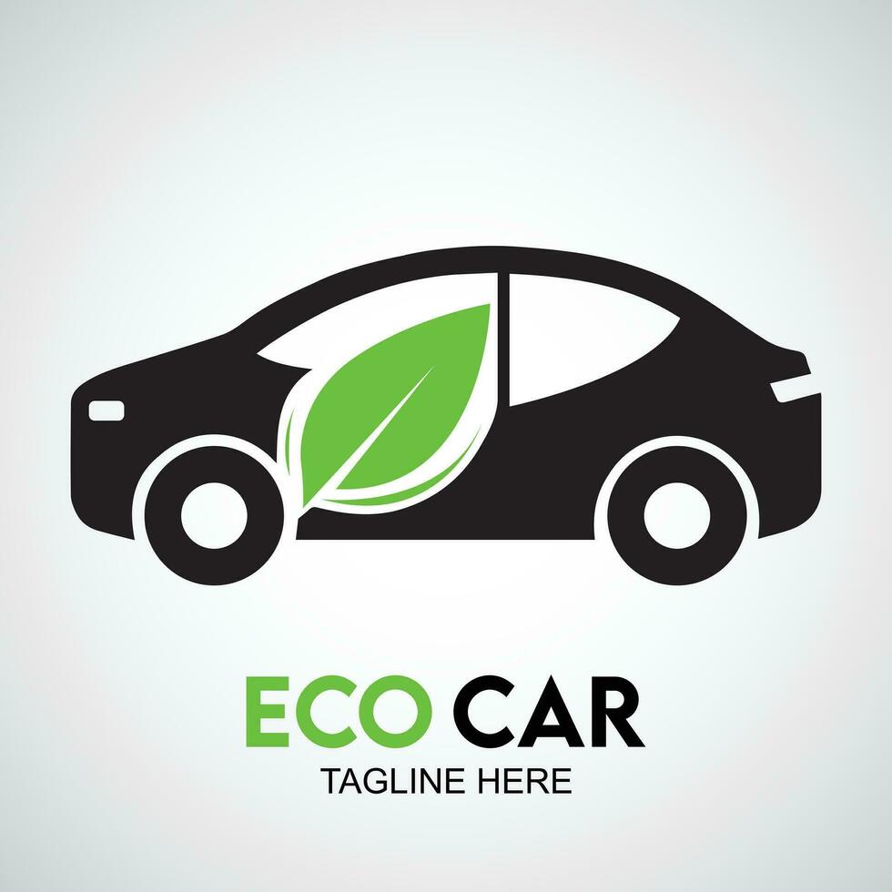 multipurpose eco bil logotyp design mall. svart bil och grön blad ikon. bil tecken. miljö skydd transport symbol. vektor