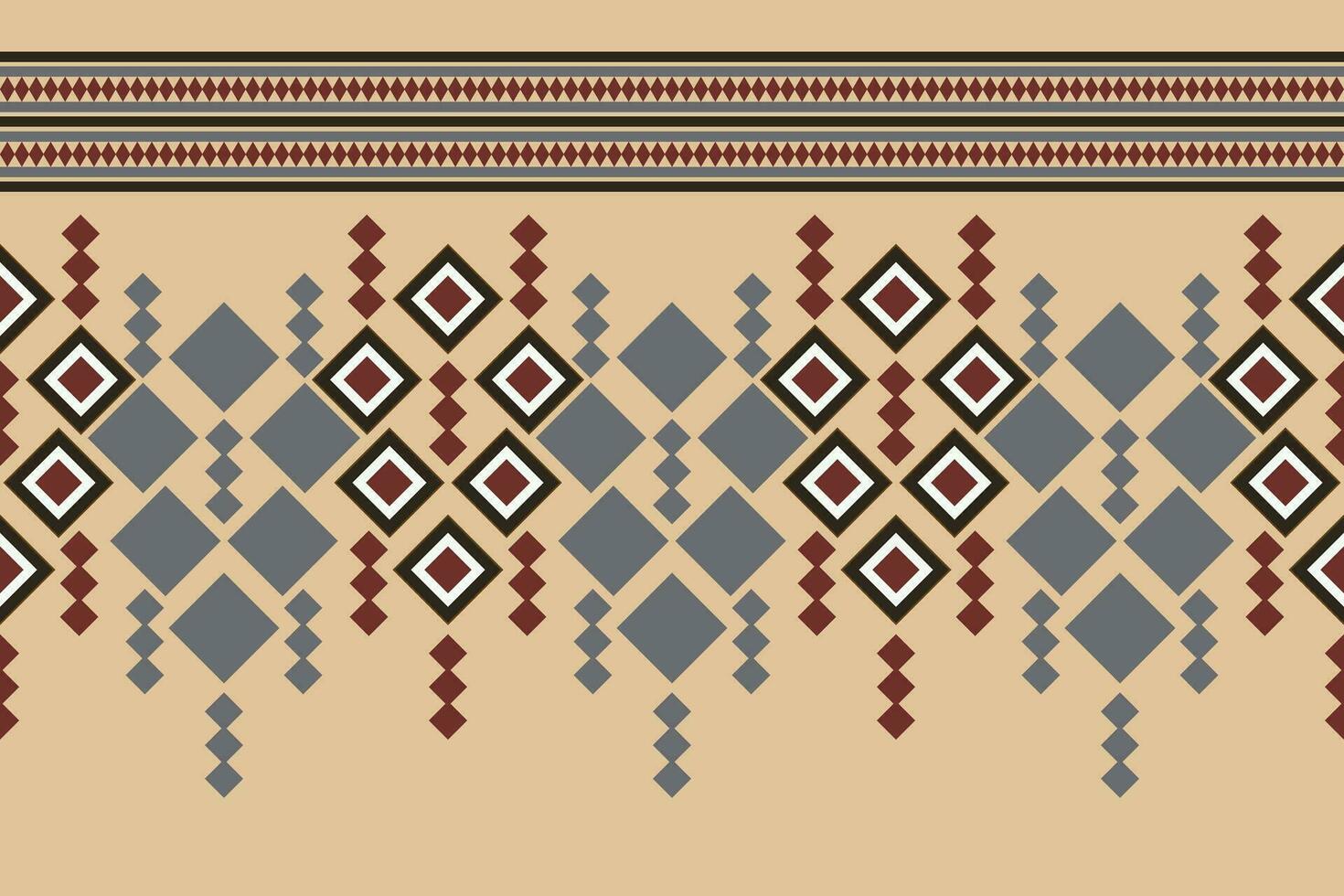 ethnisch Ikat Stoff Muster geometrisch Stil.afrikanisch Ikat Stickerei ethnisch orientalisch Muster braun Sahne Hintergrund. abstrakt, Vektor, Illustration. Textur, Kleidung, Rahmen, Dekoration, Teppich, Motiv. vektor