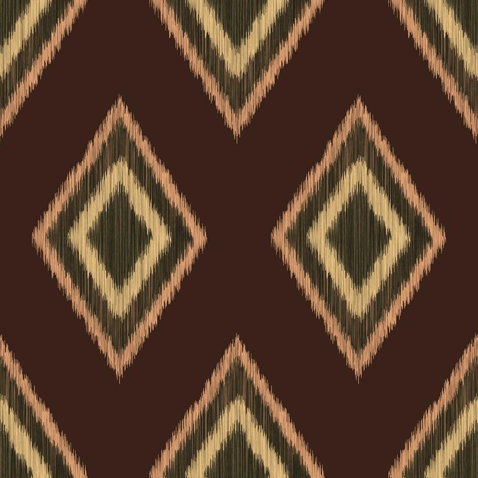 ethnisch Ikat Stoff Muster geometrisch Stil.afrikanisch Ikat Stickerei braun ethnisch orientalisch Muster braun Hintergrund. abstrakt, Vektor, Illustration. Textur, Tapete, Rahmen, Dekoration, Teppich, Motiv. vektor