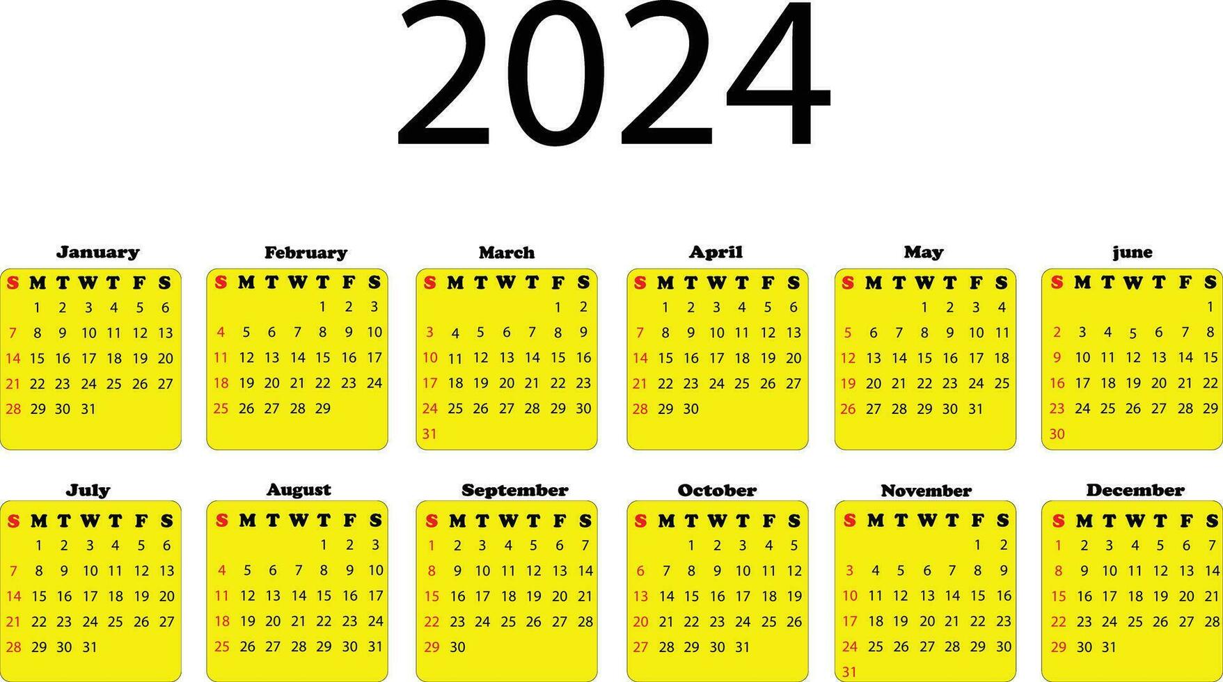2024 Kalander Design . Tabelle Kalander Design . vektor