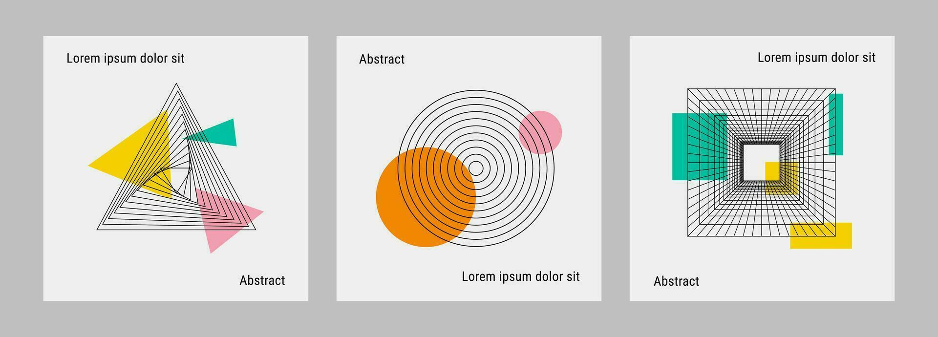 uppsättning av posters med annorlunda geometrisk element. minimal årgång geometrisk design posters vektor