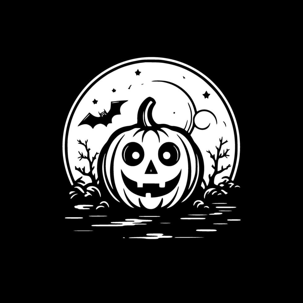 halloween, svart och vit vektor illustration
