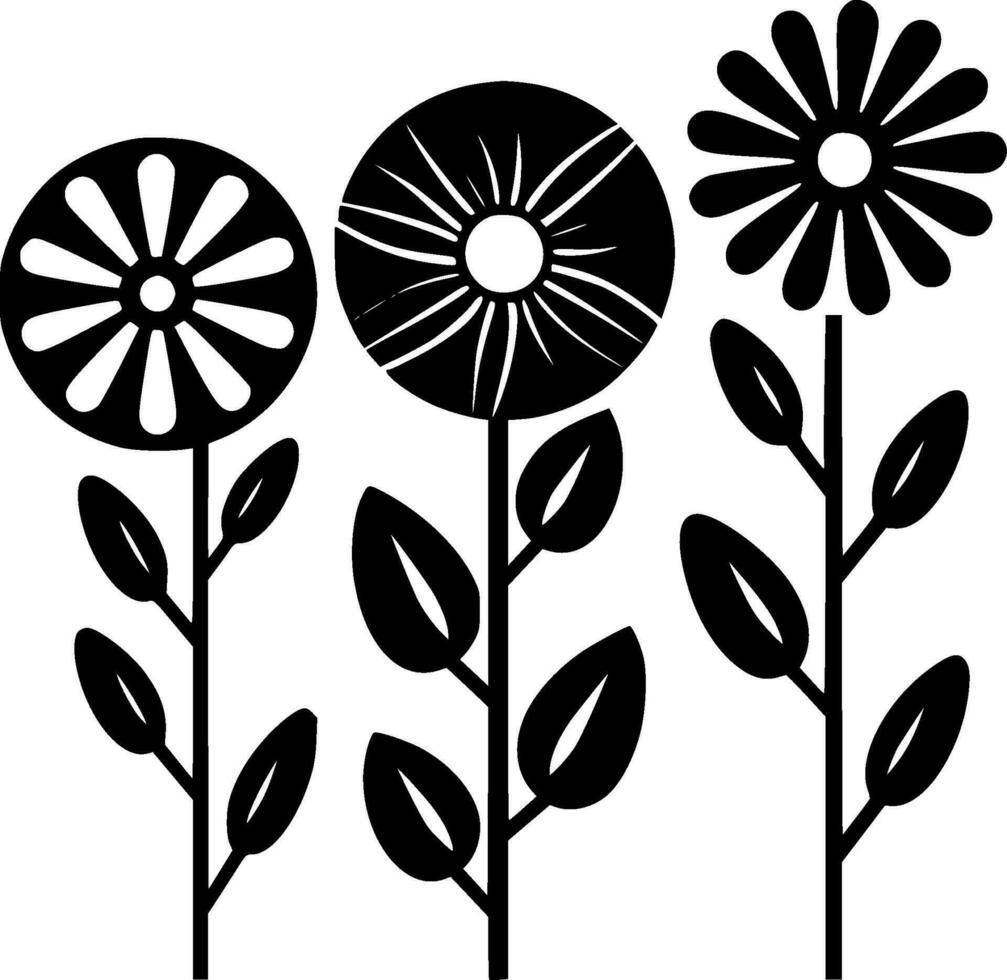 Blumen, schwarz und Weiß Vektor Illustration