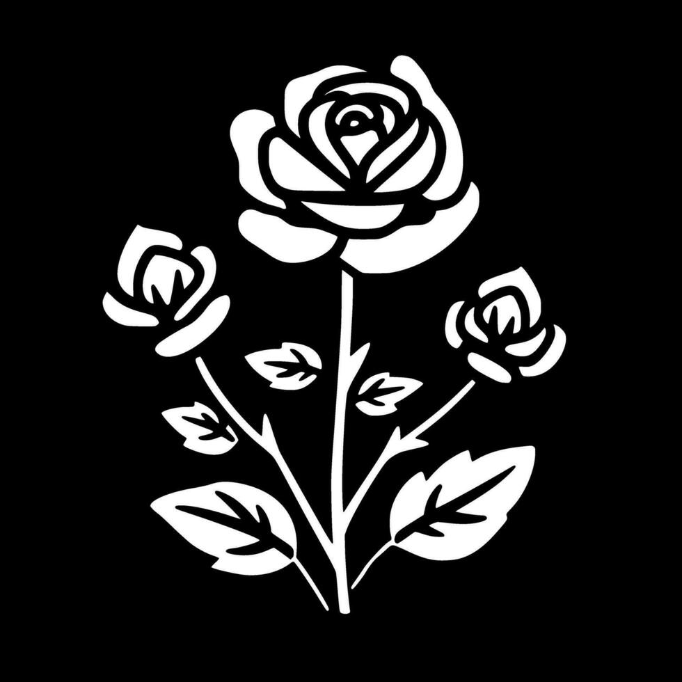 Blumen - - schwarz und Weiß isoliert Symbol - - Vektor Illustration