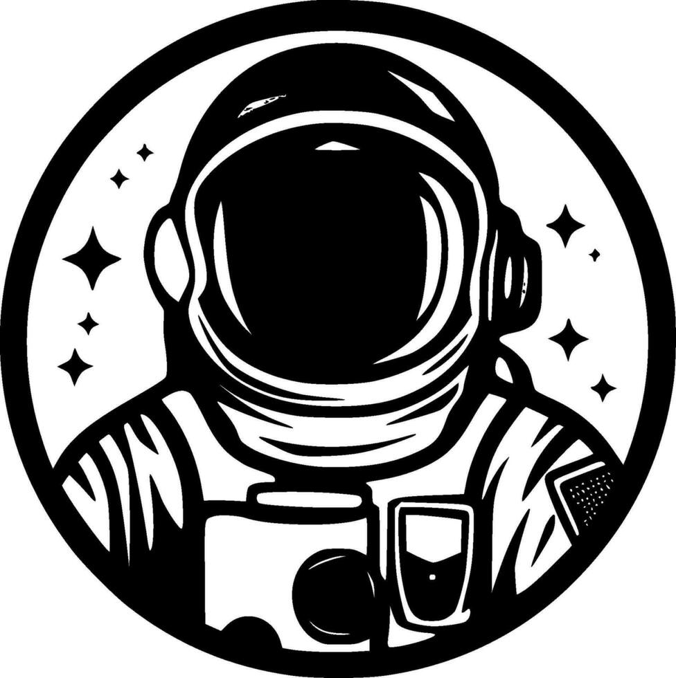 Astronaut - - schwarz und Weiß isoliert Symbol - - Vektor Illustration