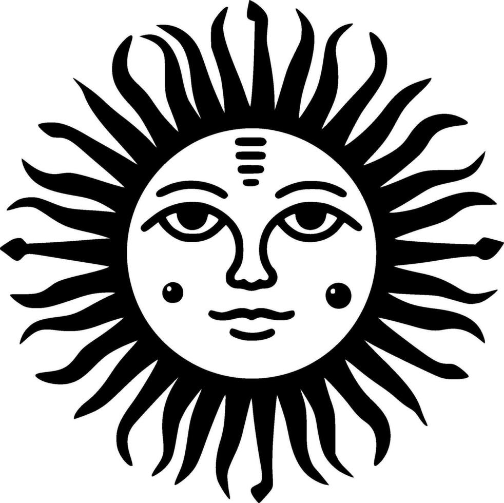 Sol, svart och vit vektor illustration