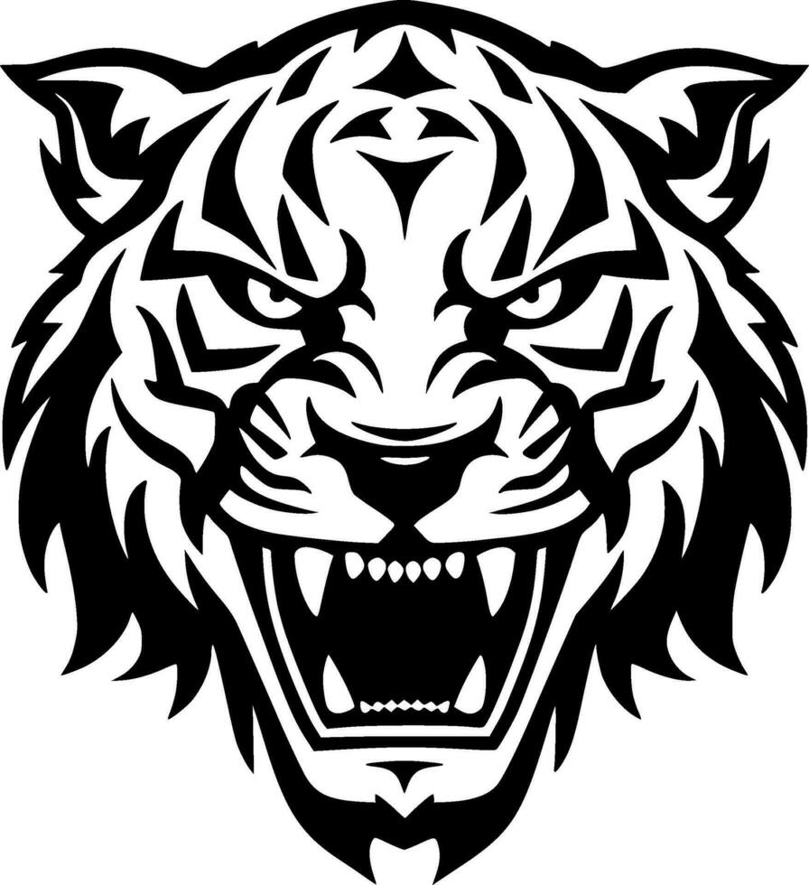 Tiger - - schwarz und Weiß isoliert Symbol - - Vektor Illustration