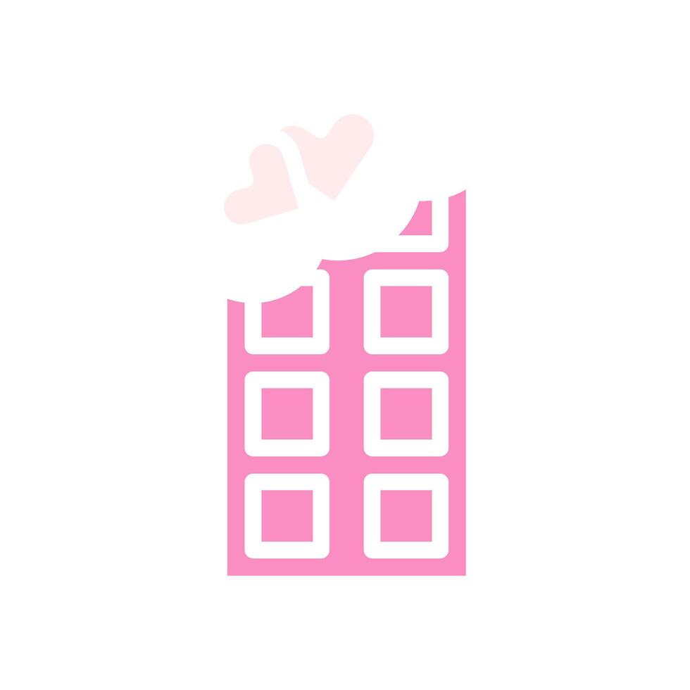 choklad kärlek ikon fast rosa vit stil valentine illustration symbol perfekt. vektor