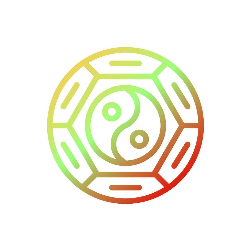 yin och yang ikon lutning gul grön röd Färg kinesisk ny år symbol perfekt. vektor