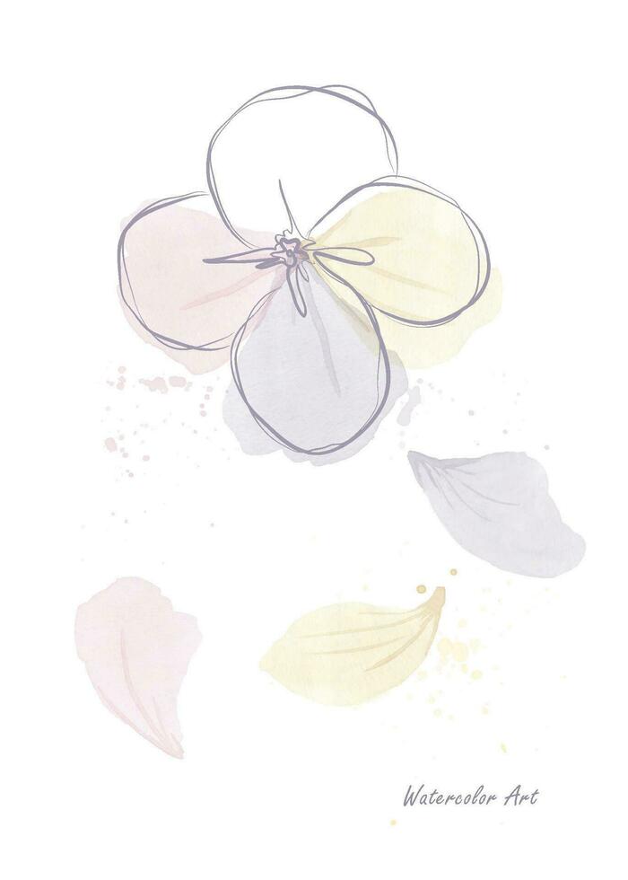 Aquarell süß Kunst Einladung Karte von Pastell- Blumen- vektor
