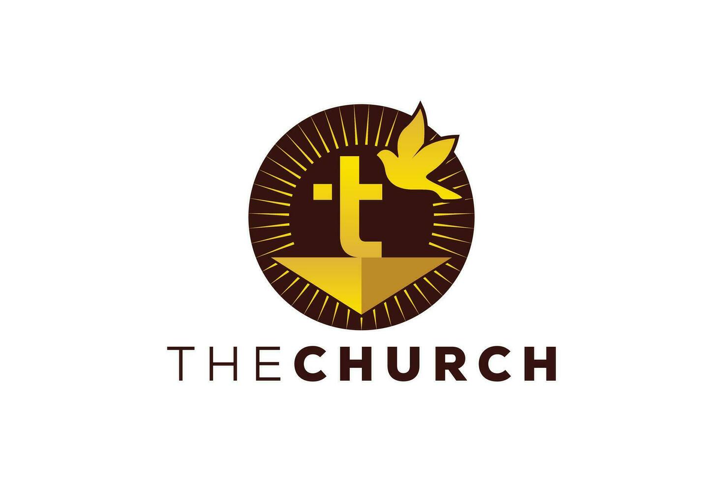 modisch und Fachmann Brief t Kirche Zeichen Christian und friedlich Vektor Logo Design