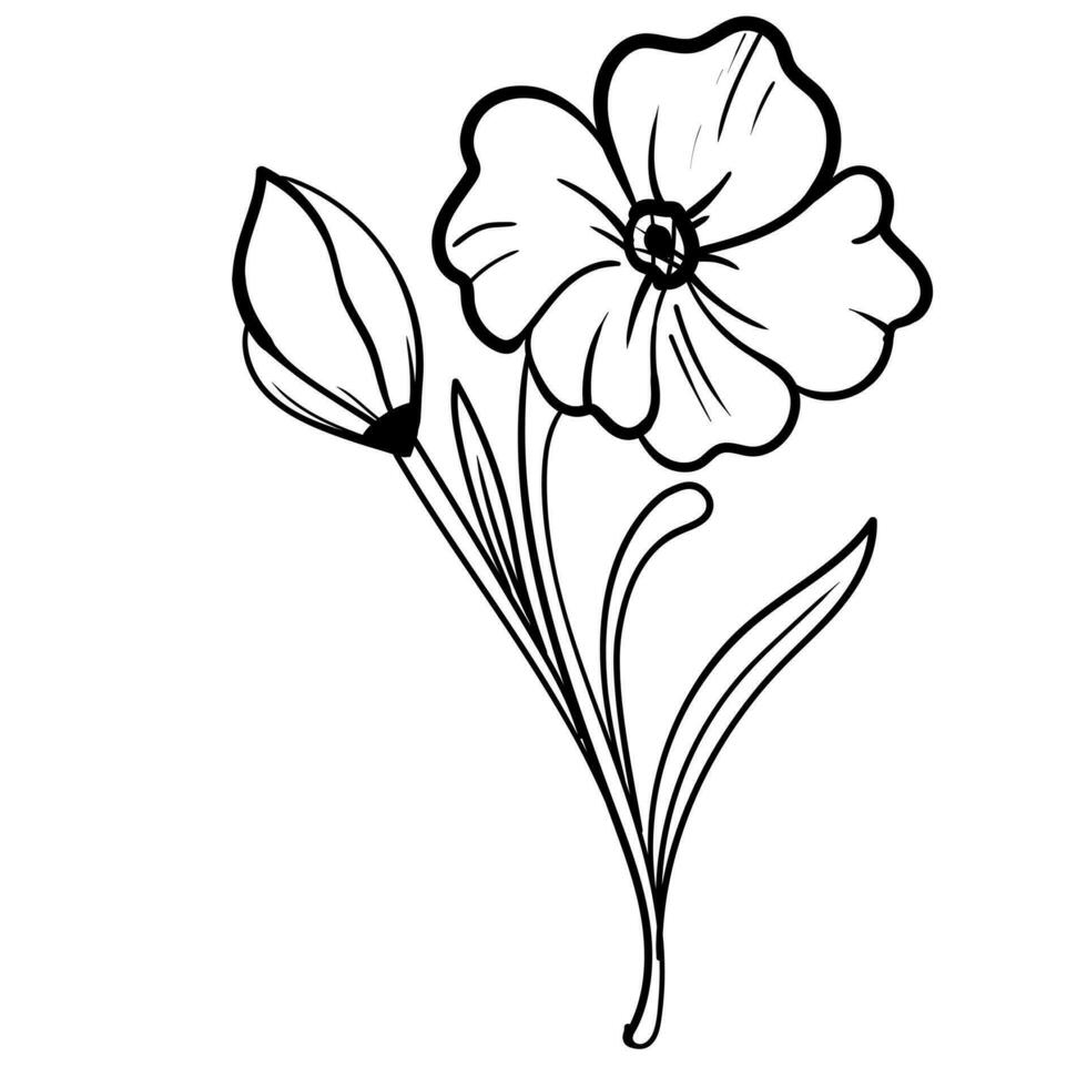 översikt hand dragen dekorativ blommig gren och minimalistisk löv för logotyp eller tatuering. hand dragen linje bröllop ört, elegant vilda blommor. minimal linje konst teckning för skriva ut, omslag eller tapet vektor