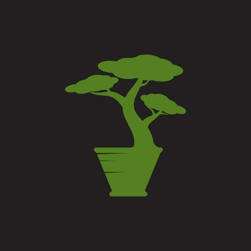 Bonsai Logo Design. japanisch Mini klein Pflanze Baum Silhouette Logo Design vektor