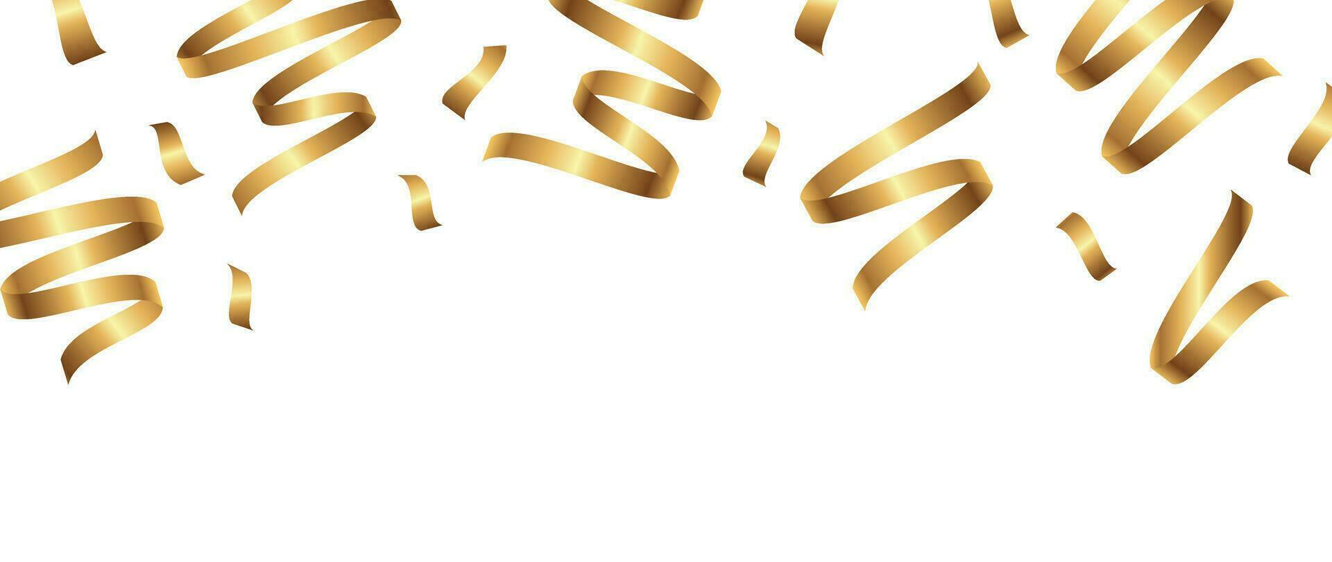 golden Band fallen von über Hintergrund Vektor. abstrakt beschwingt Band und Konfetti Luftschlangen Vorlage Design. Feier Festival Hintergrund Design zum Öffnung, Party, Geburtstag, Hintergrund. vektor