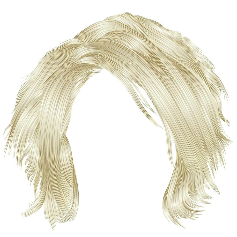 trendige Frau zerzauste Haare blonde Farben. Schönheit Mode. realistisches 3d vektor