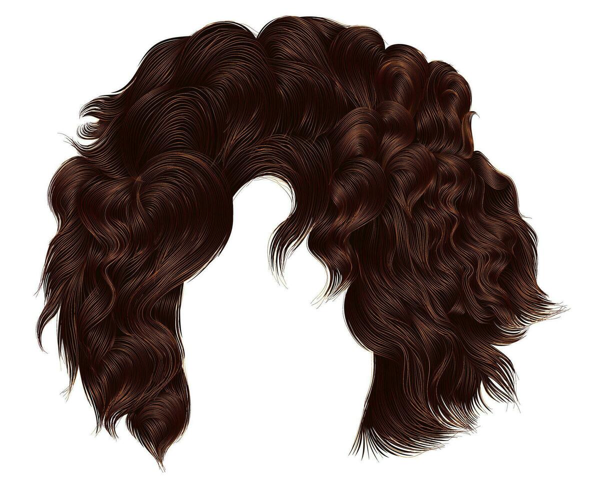 trendig kvinna kort hårstrån brunett ingefära färger .frans. mode skönhet stil.realistisk 3d . vektor