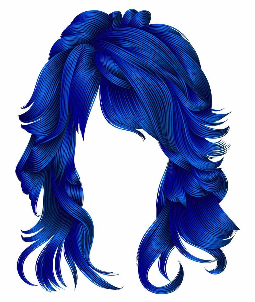 modisch Frau lange Haare dunkel Blau Farben .Schönheit Mode . realistisch 3d vektor