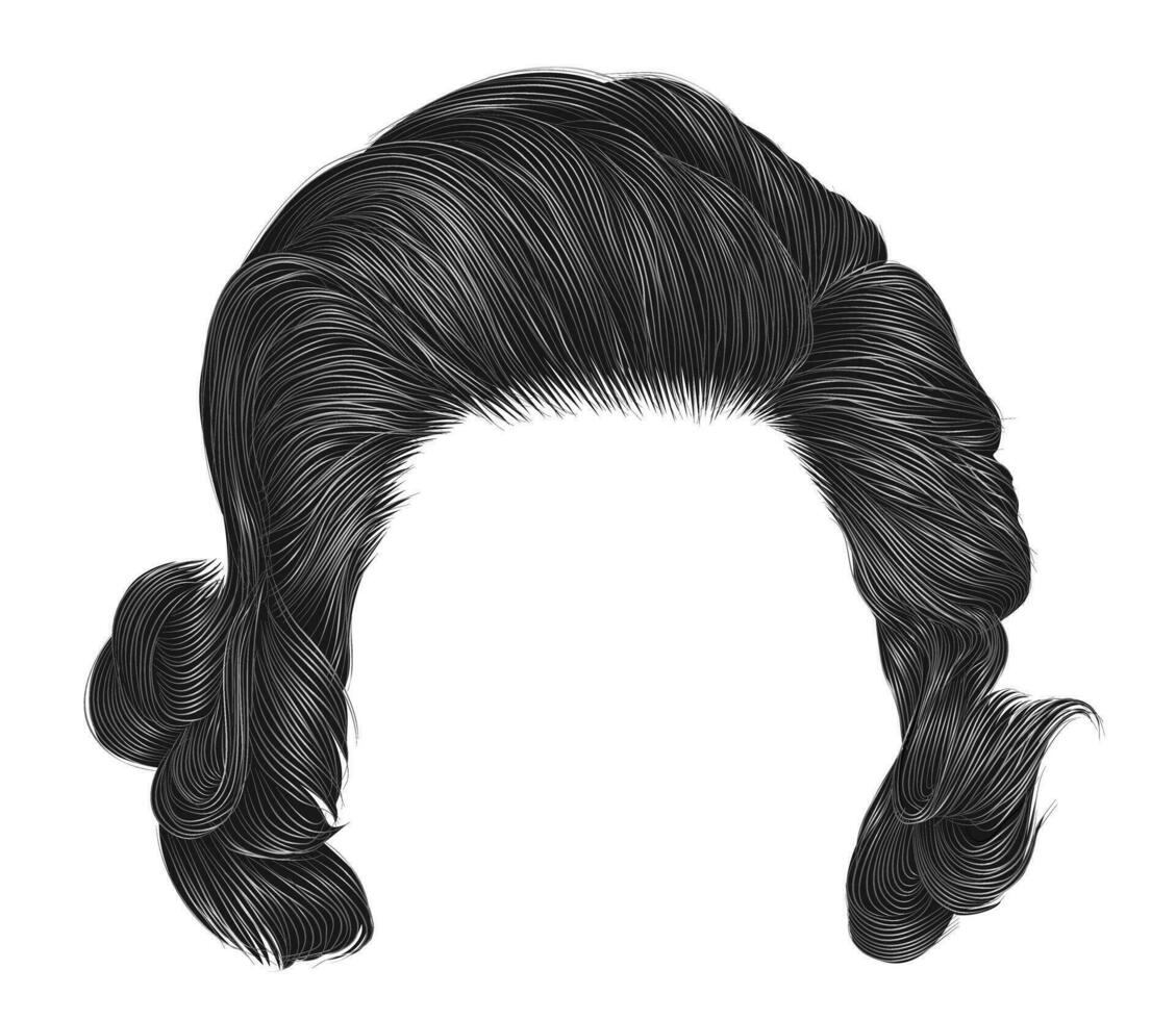 trendig kvinna lockigt hårstrån grå Färg . medium längd . skönhet stil . realistisk 3d . vektor