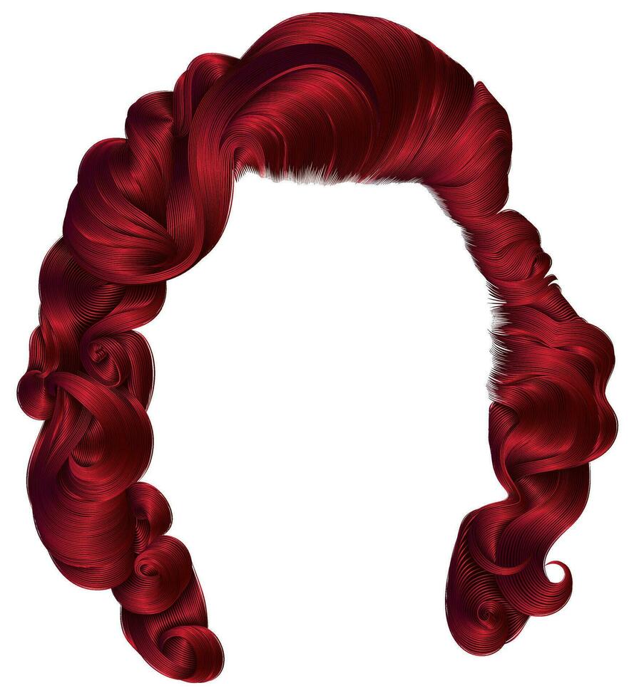 modisch Frau Haare rot Farben . Schönheit Mode . retro Stil Locken . realistisch 3d . vektor