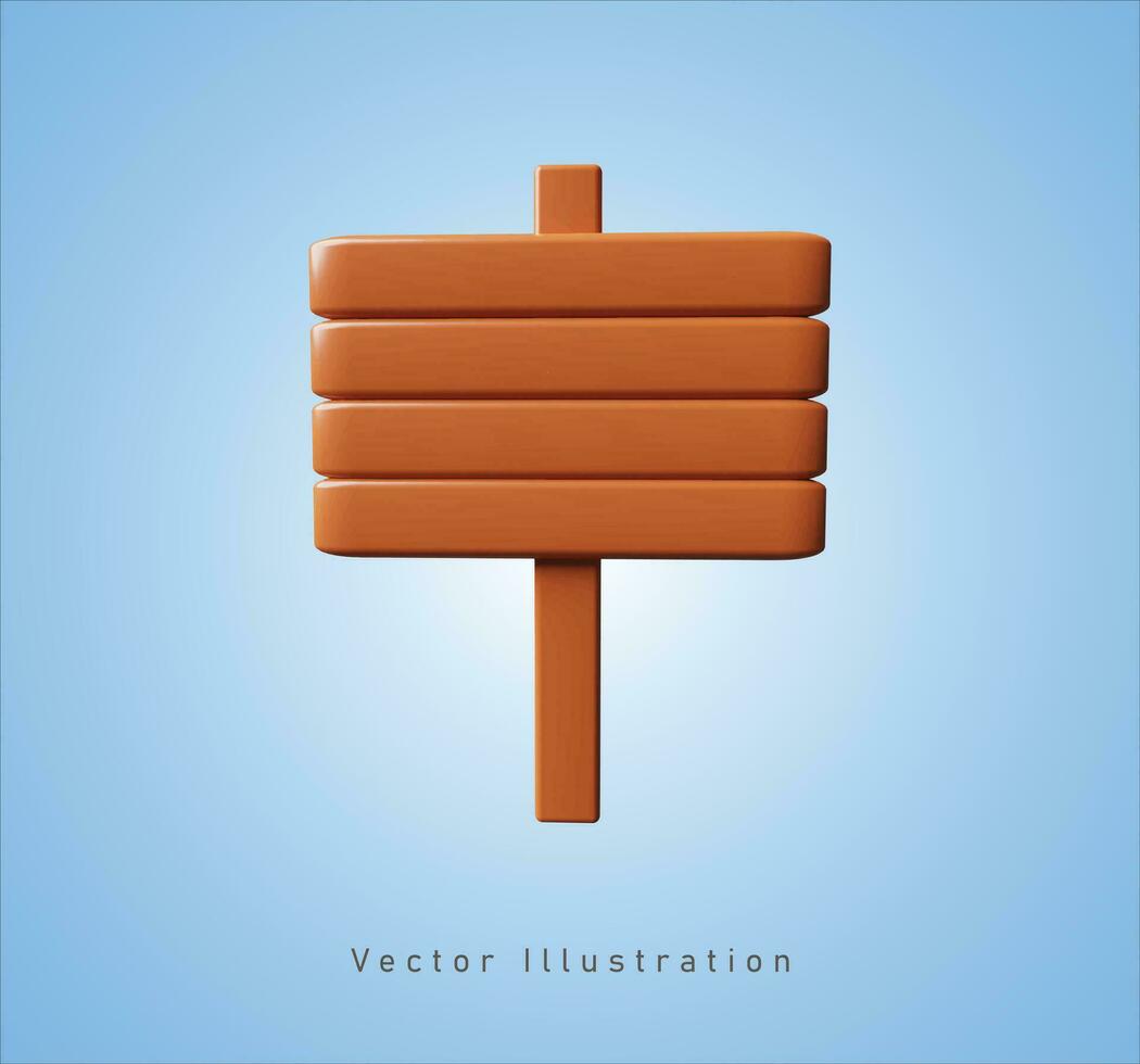 hölzern Zeichen im 3d Vektor Illustration