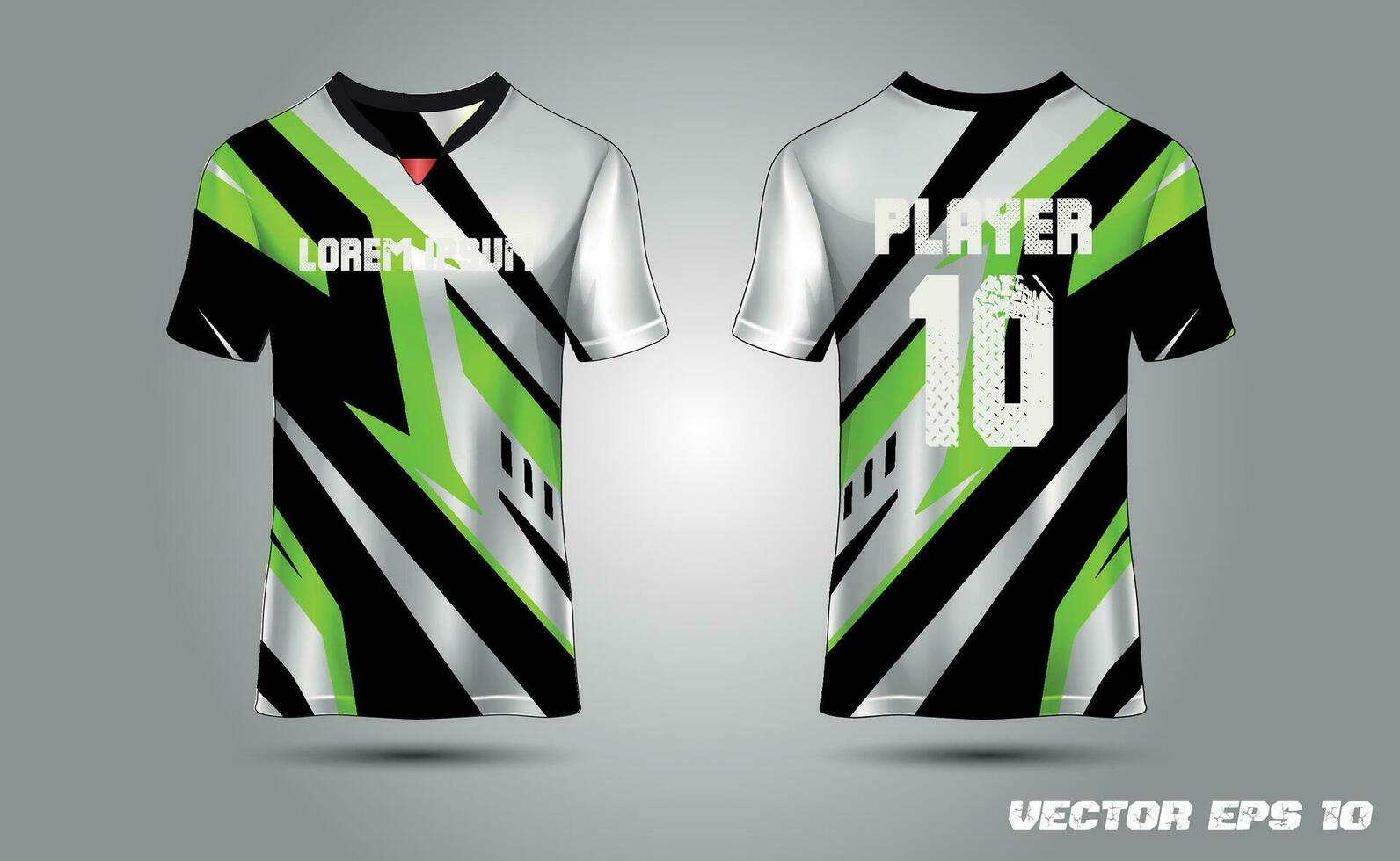 T-Shirt Sport Jersey Design Vorlage mit geometrisch Halbton Hintergrund. Sport Uniform im Vorderseite Sicht. Hemd spotten oben zum Sport Verein. vektor