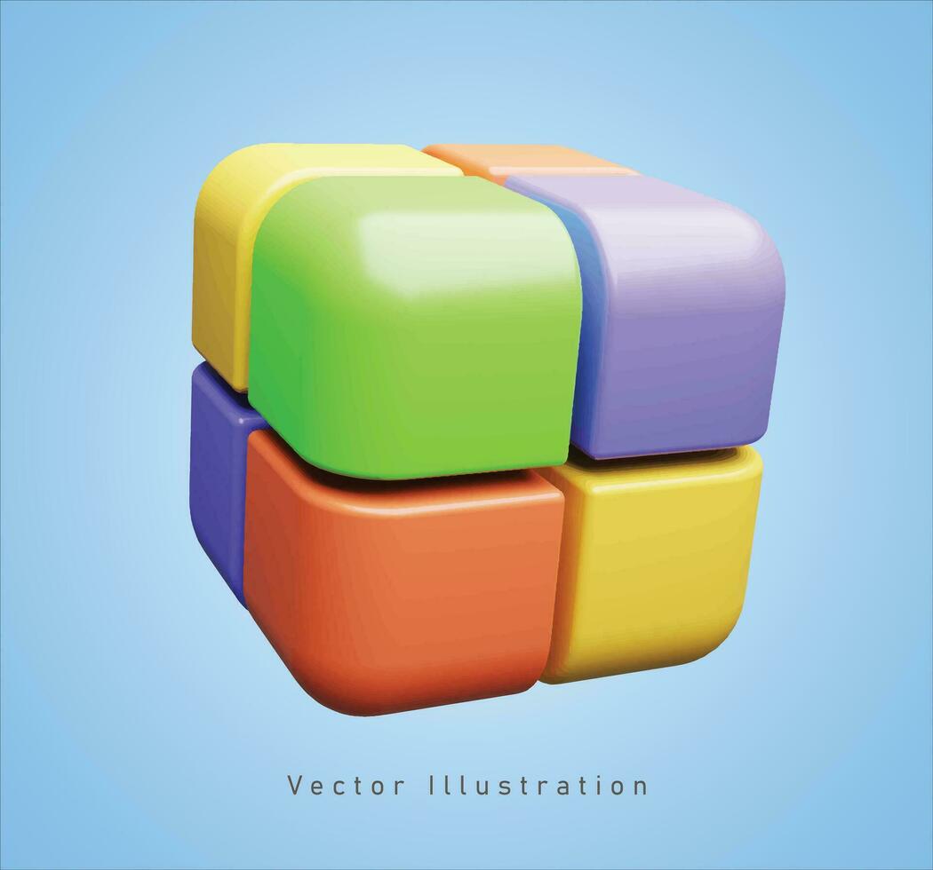 leksak kub i 3d vektor illustration