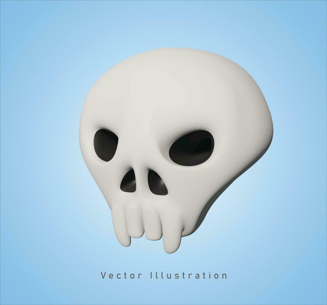 vit skalle huvud i 3d vektor illustration