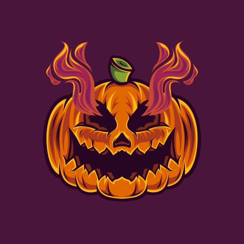 de pumpa huvud karaktär design med en mycket skrämmande halloween tema vektor