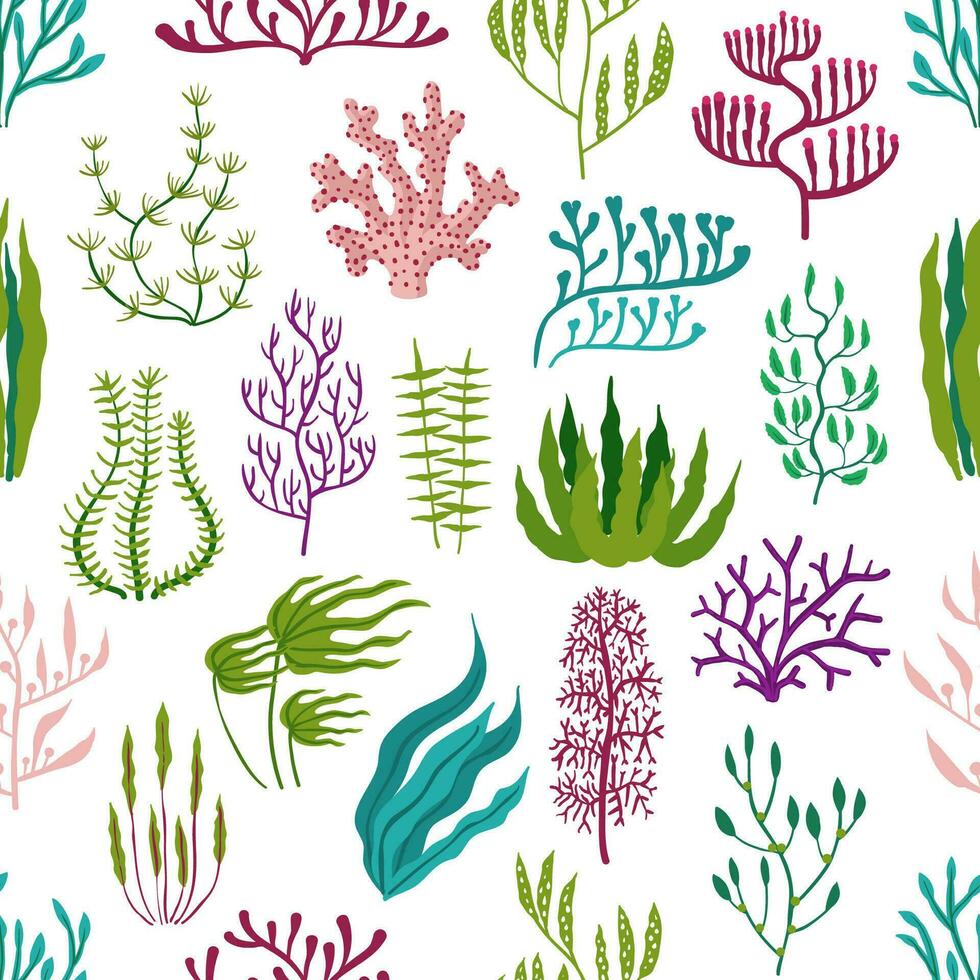 unter Wasser Seetang Pflanzen, Aquarium Algen Muster vektor