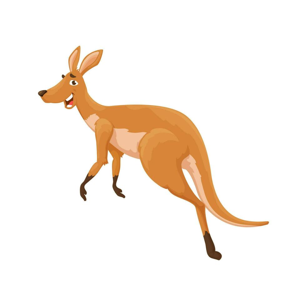 tecknad serie Hoppar känguru karaktär rolig djur- vektor
