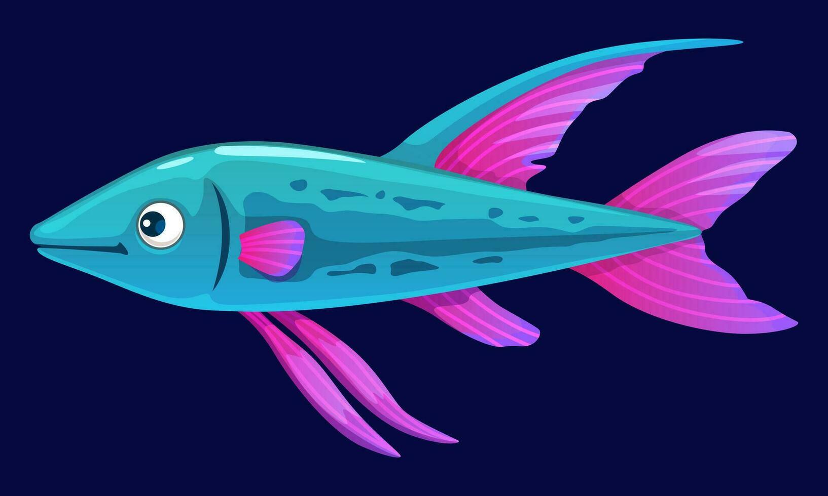 tecknad serie fisk karaktär med rolig söt ansikte vektor