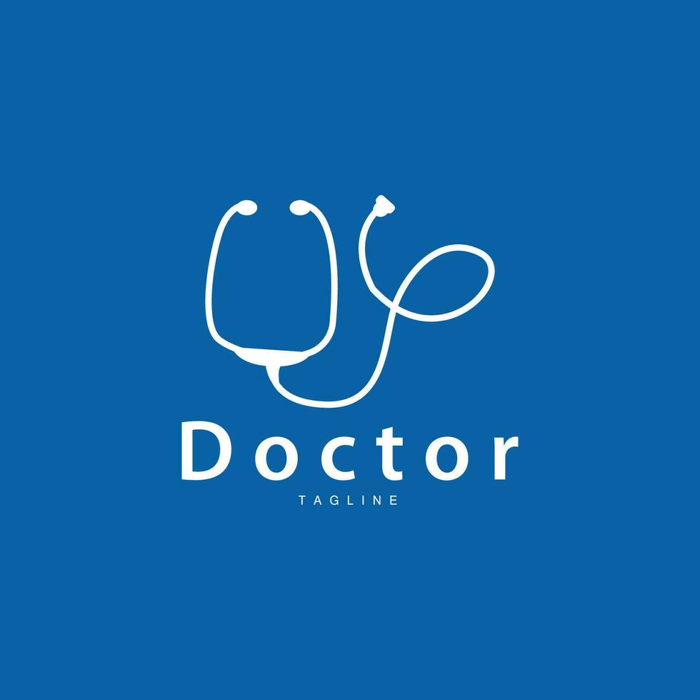 Stethoskop Logo, Gesundheit Arzt Design einfach Linie Vektor Symbol Illustration