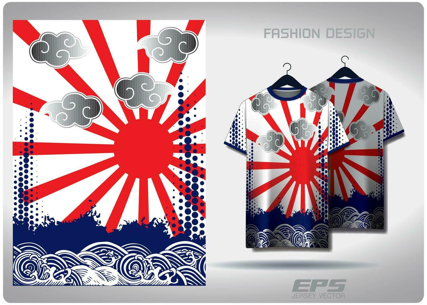 Vektor T-Shirt Hintergrund Bild.Meer Sonne Japan Muster Design, Illustration, Textil- Hintergrund zum T-Shirt