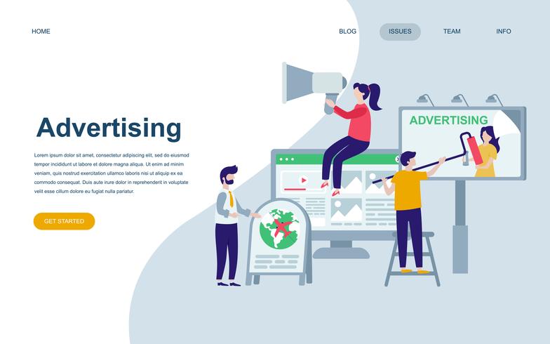 Moderna platta webbsidans mall för reklam och marknadsföring vektor