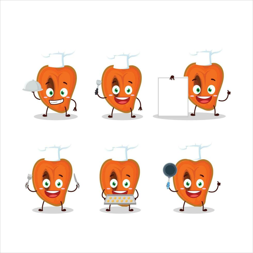 Karikatur Charakter von Scheibe von Zapote mit verschiedene Koch Emoticons vektor