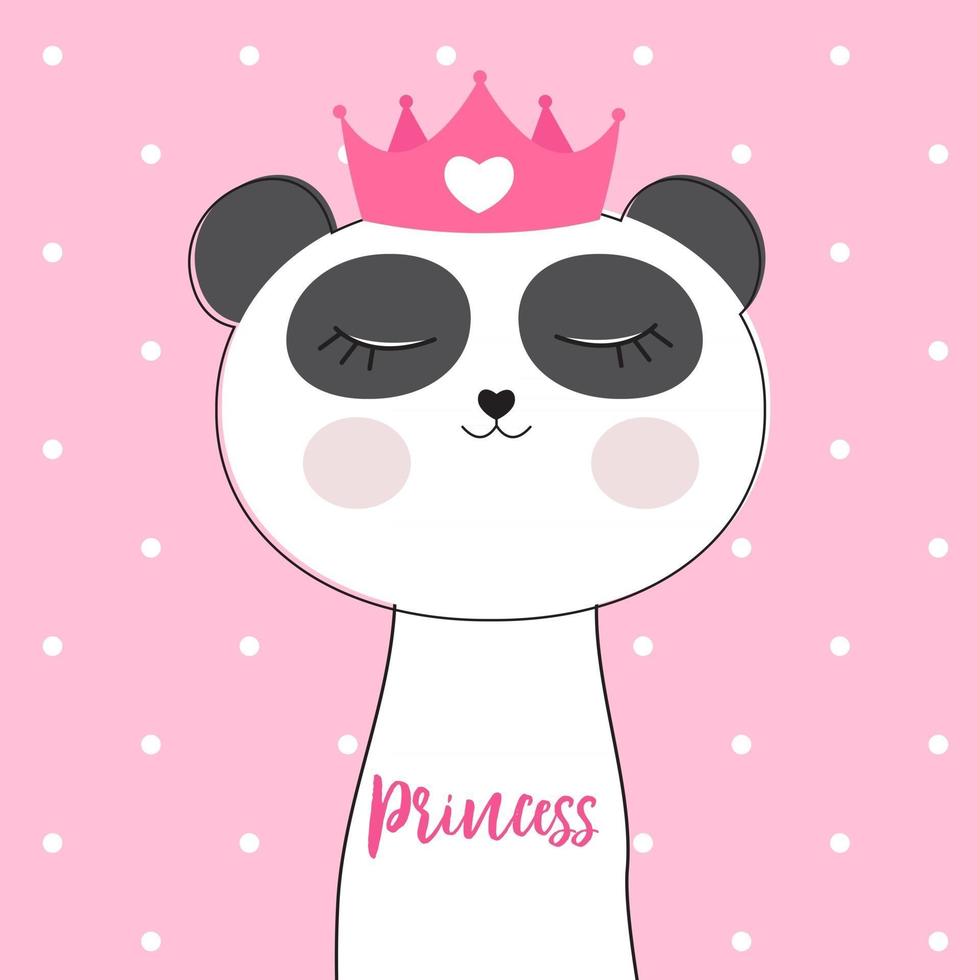 kleine süße Panda-Prinzessin-Vektor-Illustration vektor