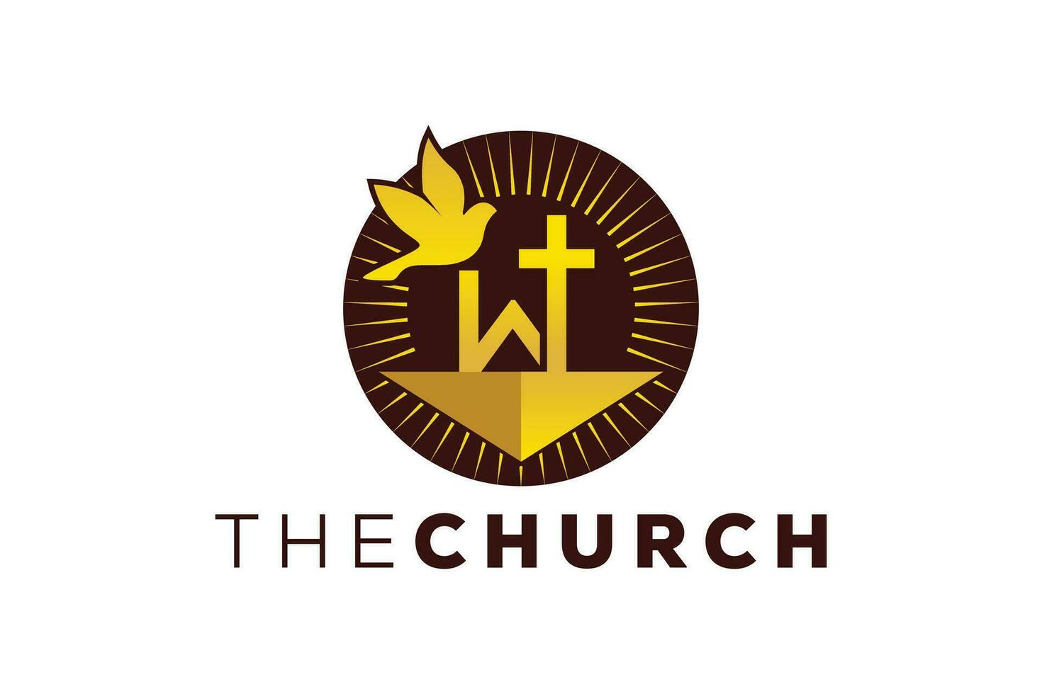 trendig och professionell brev w kyrka tecken kristen och fredlig vektor logotyp design