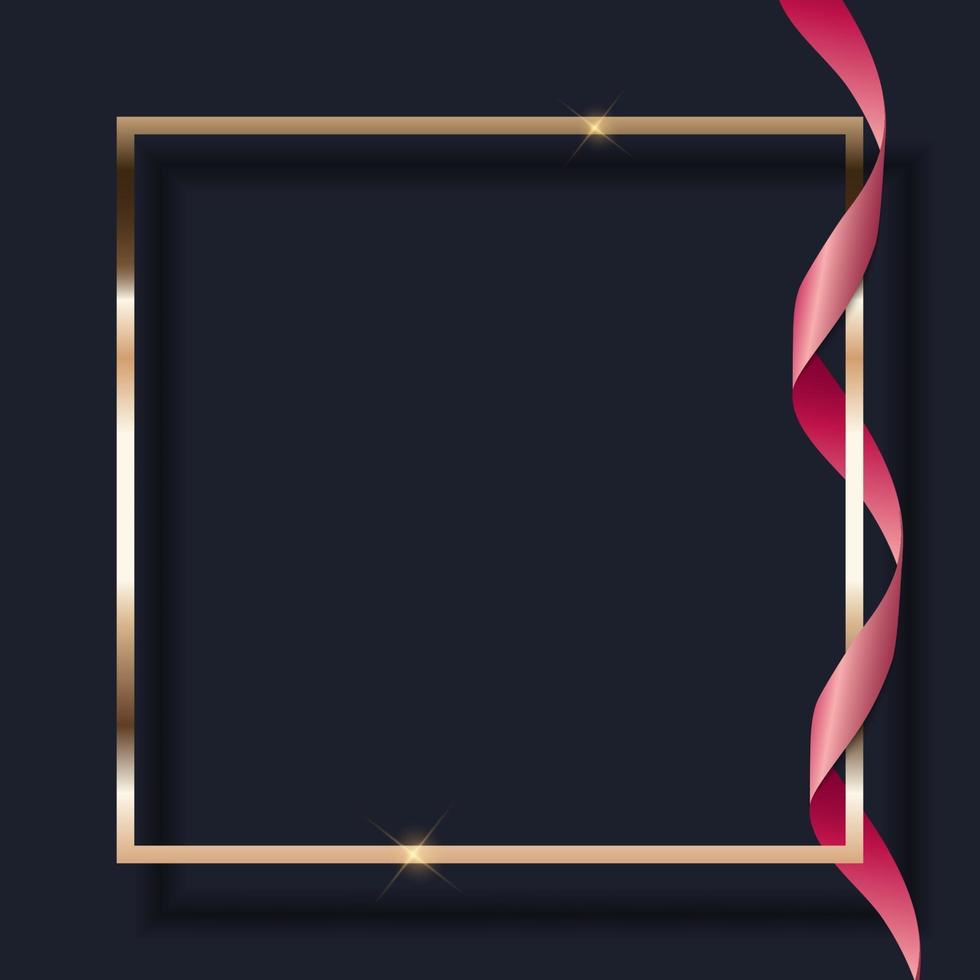 rosafarbenes Band und goldener Rahmen auf dunklem Hintergrund. Vektor-Illustration vektor