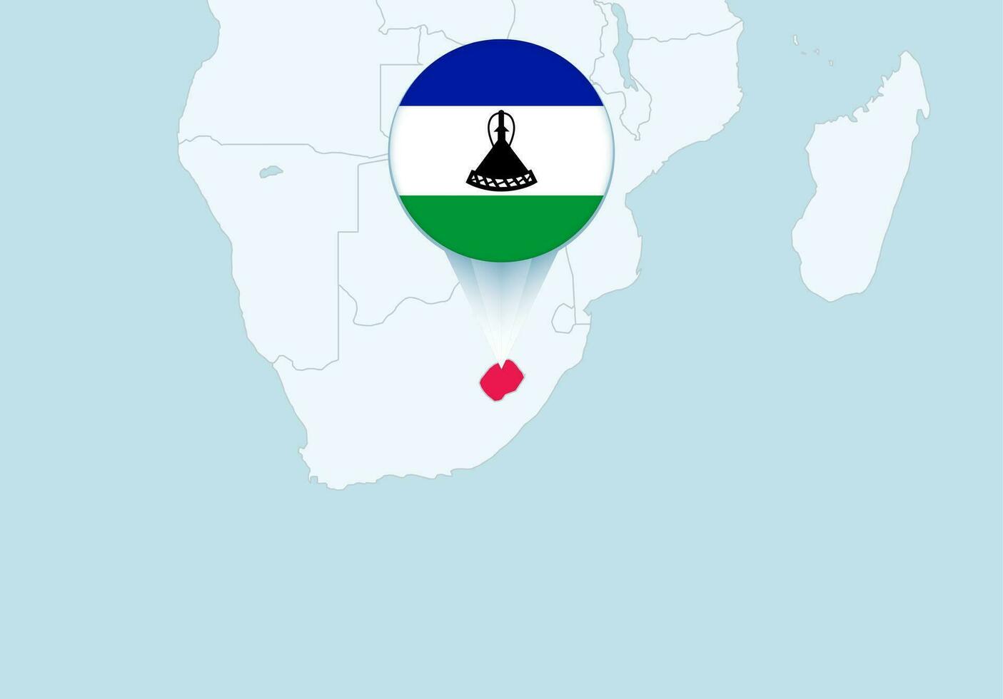 Afrika mit ausgewählt Lesotho Karte und Lesotho Flagge Symbol. vektor