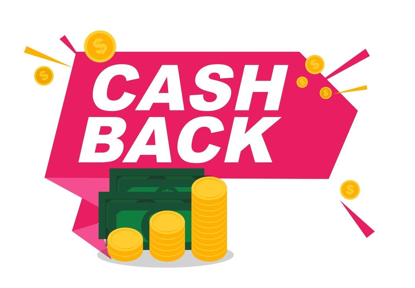 pengar cashback affisch med guld dollar mynt. vektor illustration