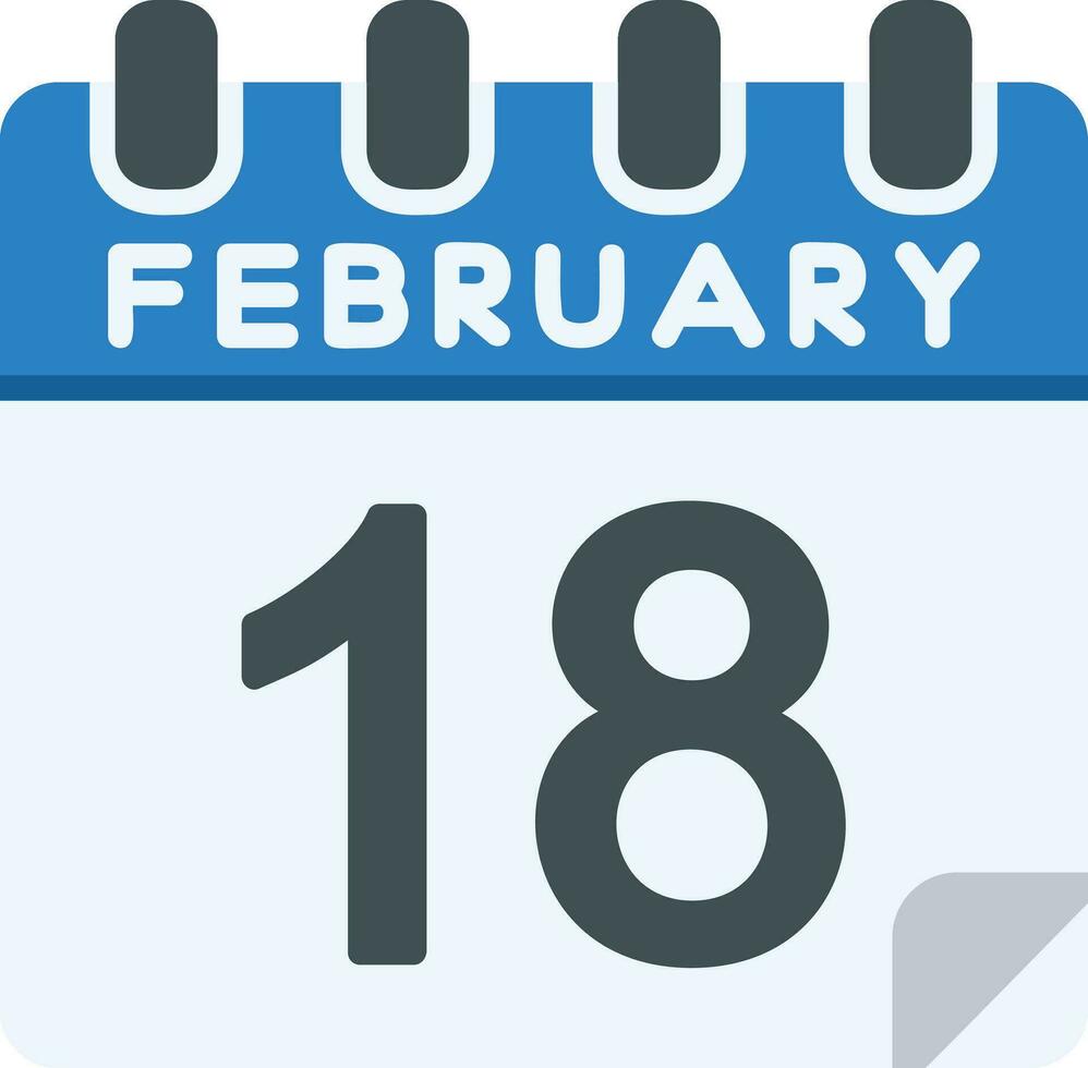 18 februari linje ikon vektor