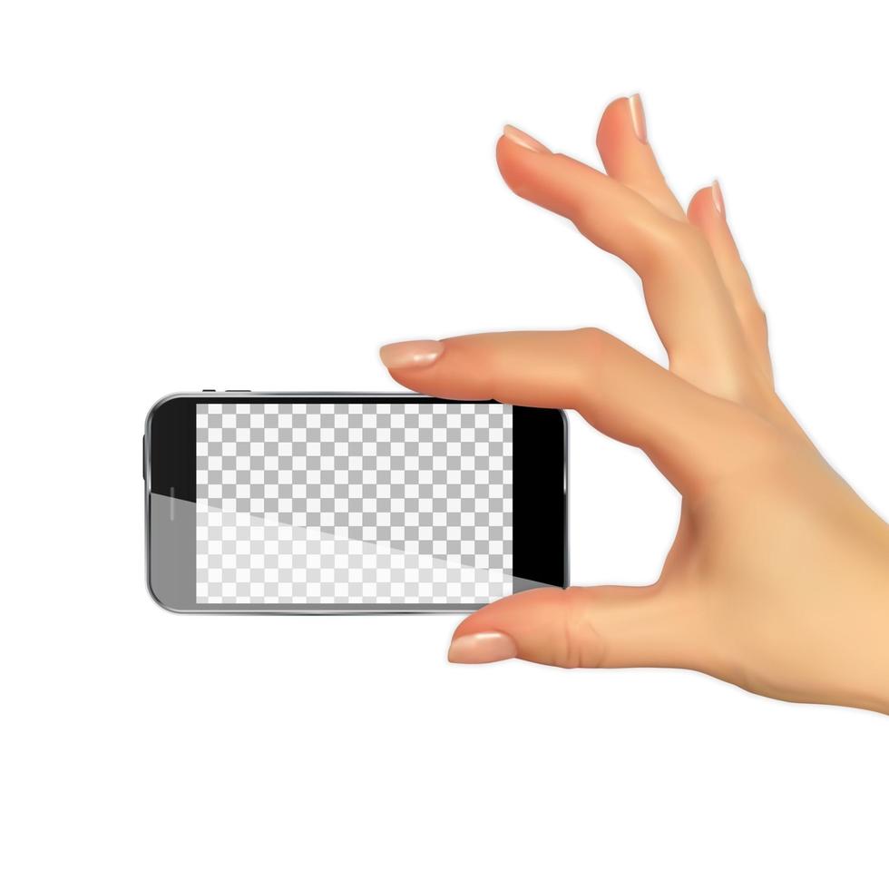 realistische 3D-Silhouette der Hand mit Handy. Vektor-Illustration vektor