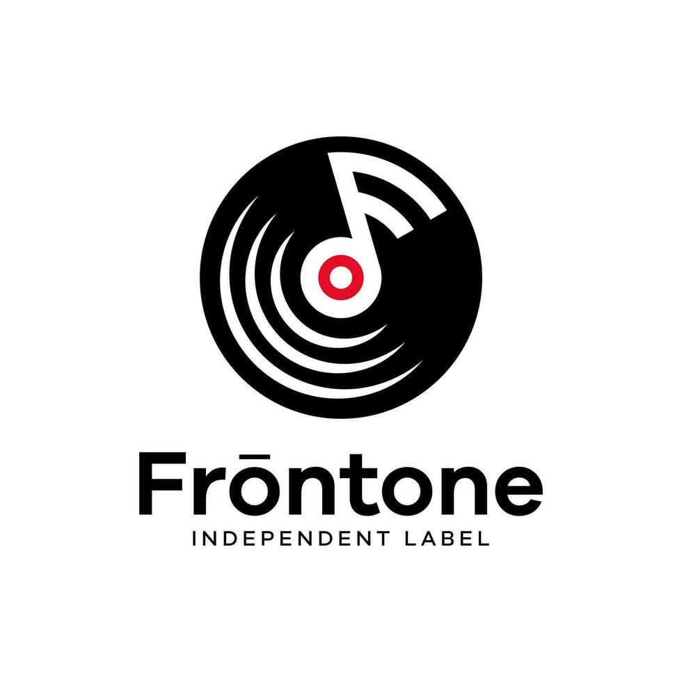 das modern Logo kombiniert das Brief F, Vinyl und Musical Anmerkungen. vektor
